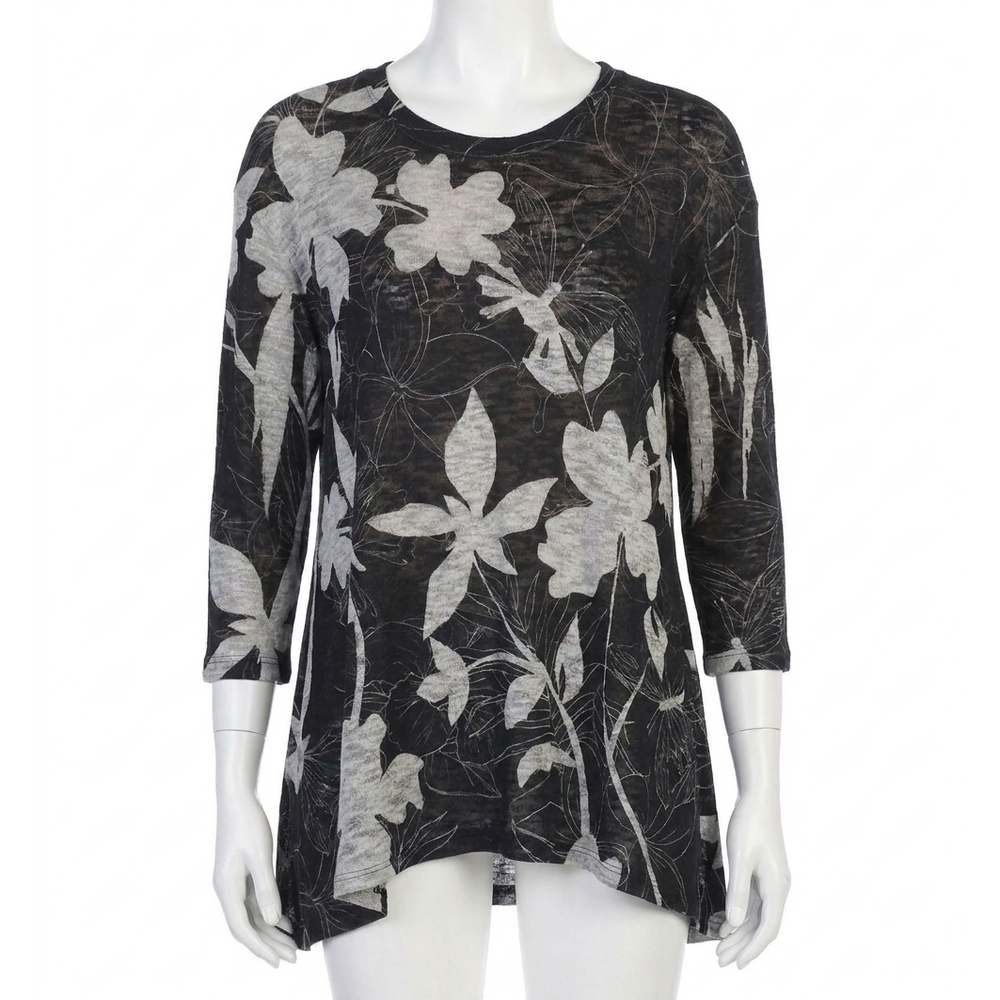 NEW JESS & JANE secret sweater knit hi-low top in black